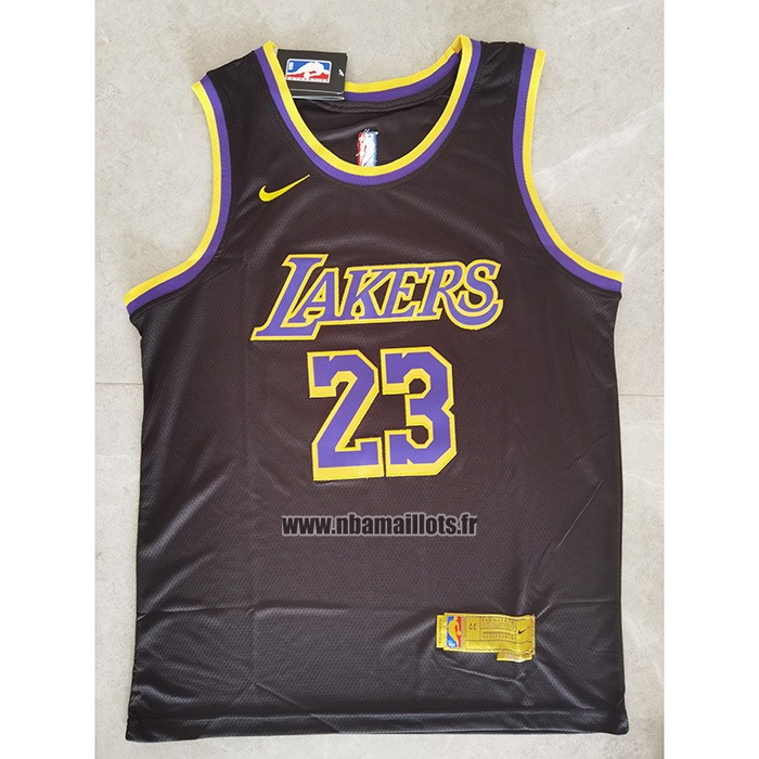 Maillot Los Angeles Lakers Lebron James No 23 Earned 2020-21 Noir